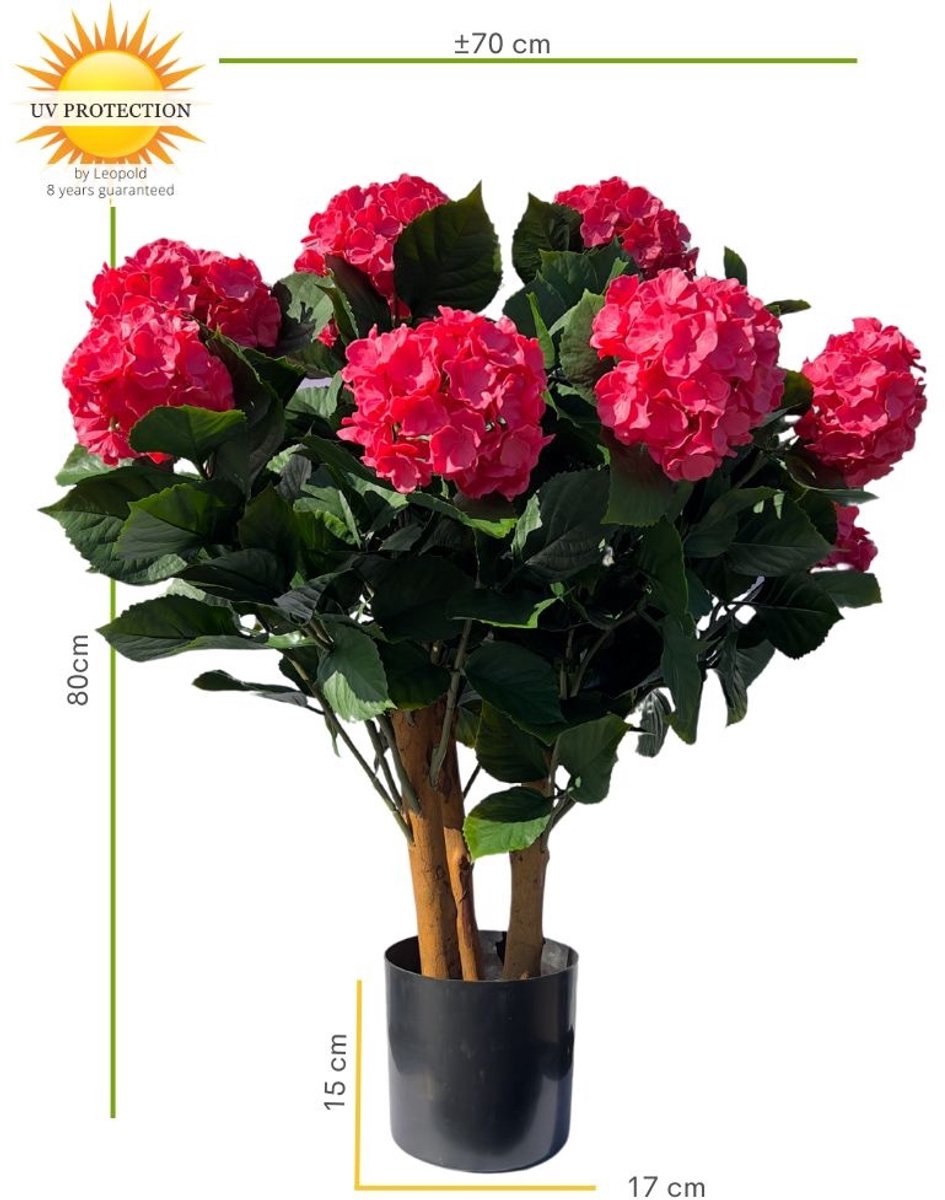 Kunst Hortensia roze XL 80cm UV