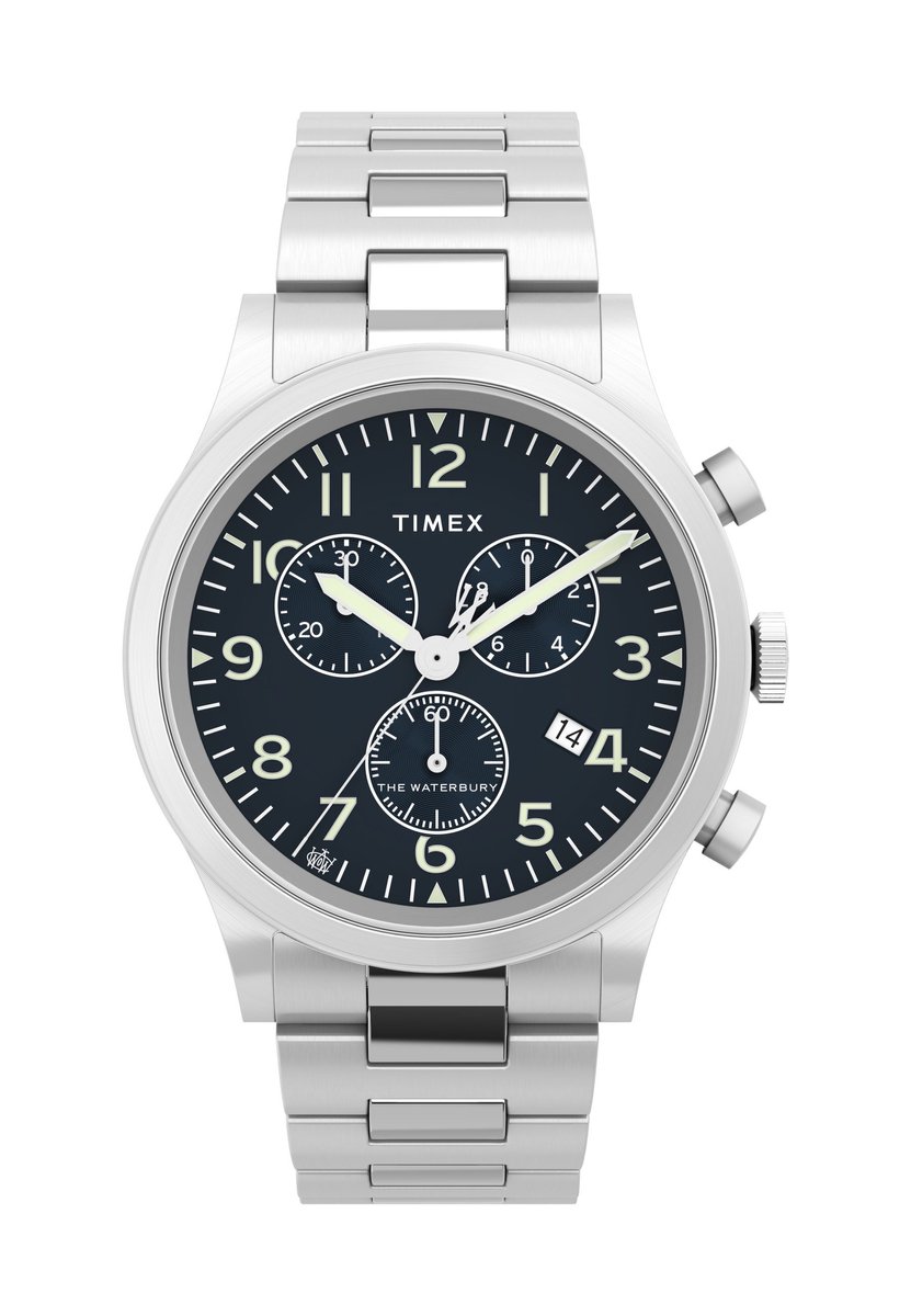 Timex Waterbury Traditional Chronograph Watch Zilveren Toon Case: 100% Stainless Steel | Armband: 100% Stainless Steel 42 mm TW2W48200AJ