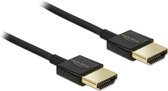 Câble HDMI mince DeLOCK - version 2.0 (4K 60Hz) / noir - 2 mètres