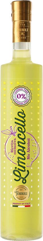 Italiaanse alcoholvrije limoncello van Torboli - 0.0% - 0.5L - Luxe verpakt