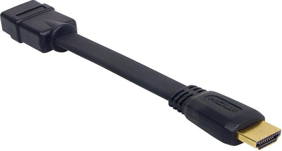 Câble adaptateur HDMI mâle plat plaqué or - HDMI femelle - 0,075
