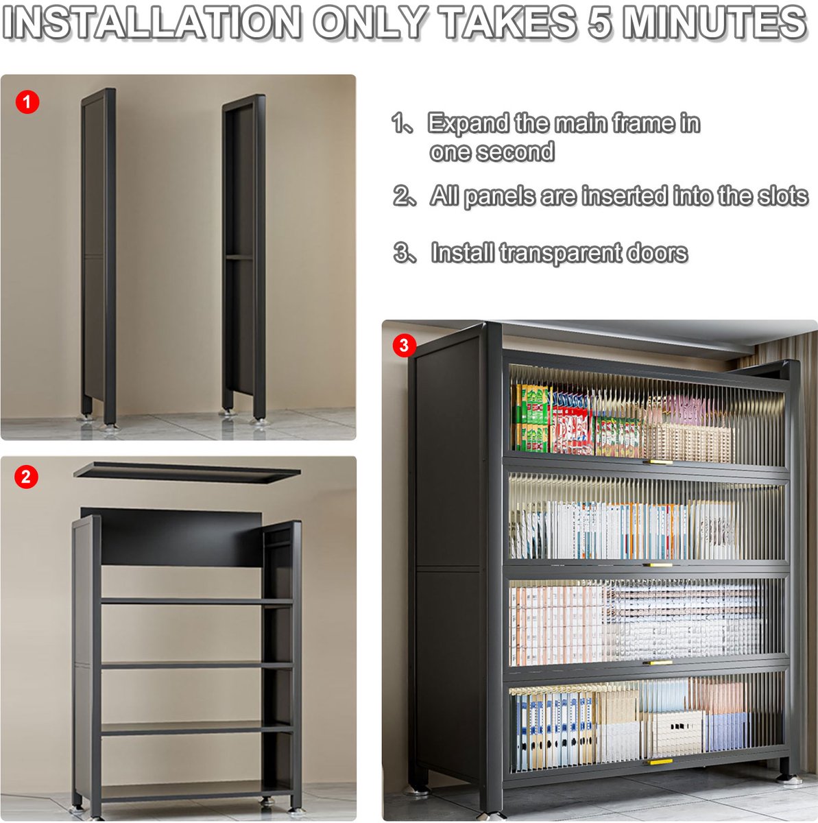 FOXSPORT Keukenkasten - Vrijstaande Keuken Opbergkast - Keukenonderkasten met opklapbare deuren - Dressoir - Kast - Keuken - Huiskamer - 60x32x144cm — cadeau in Cadeau-ideeën - foto 3