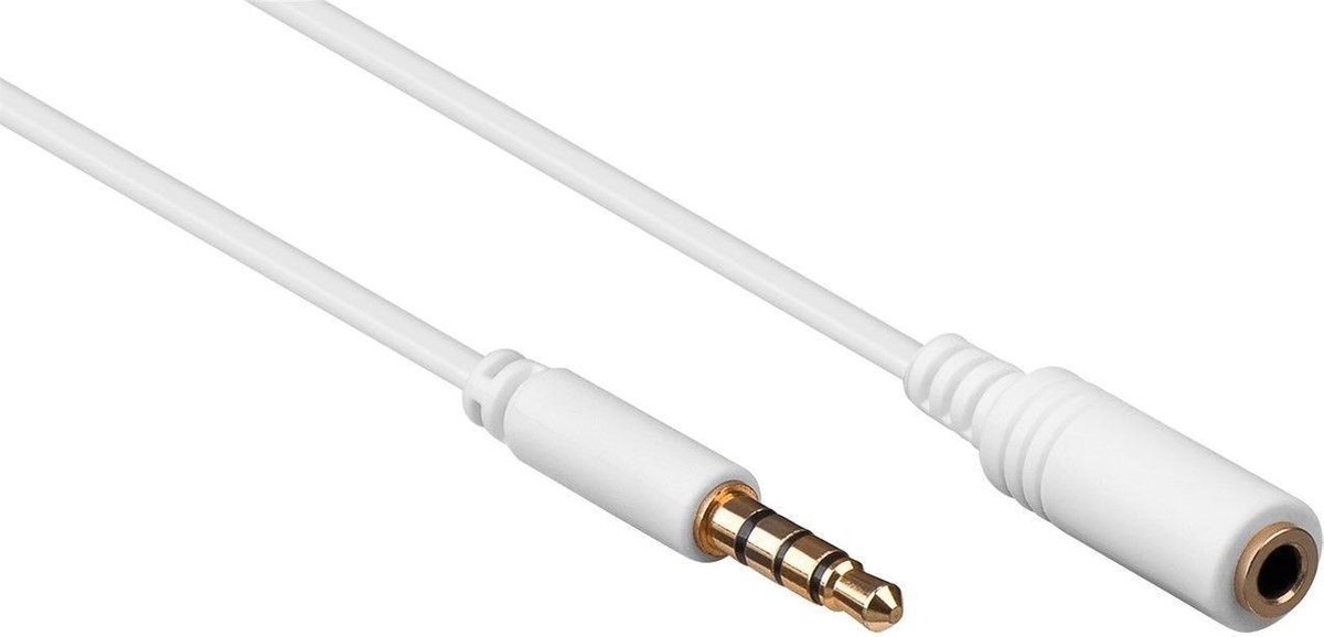 Goobay 3,5mm Jack 4-polig audio slim verlengkabel AWG28 - wit - 1 meter