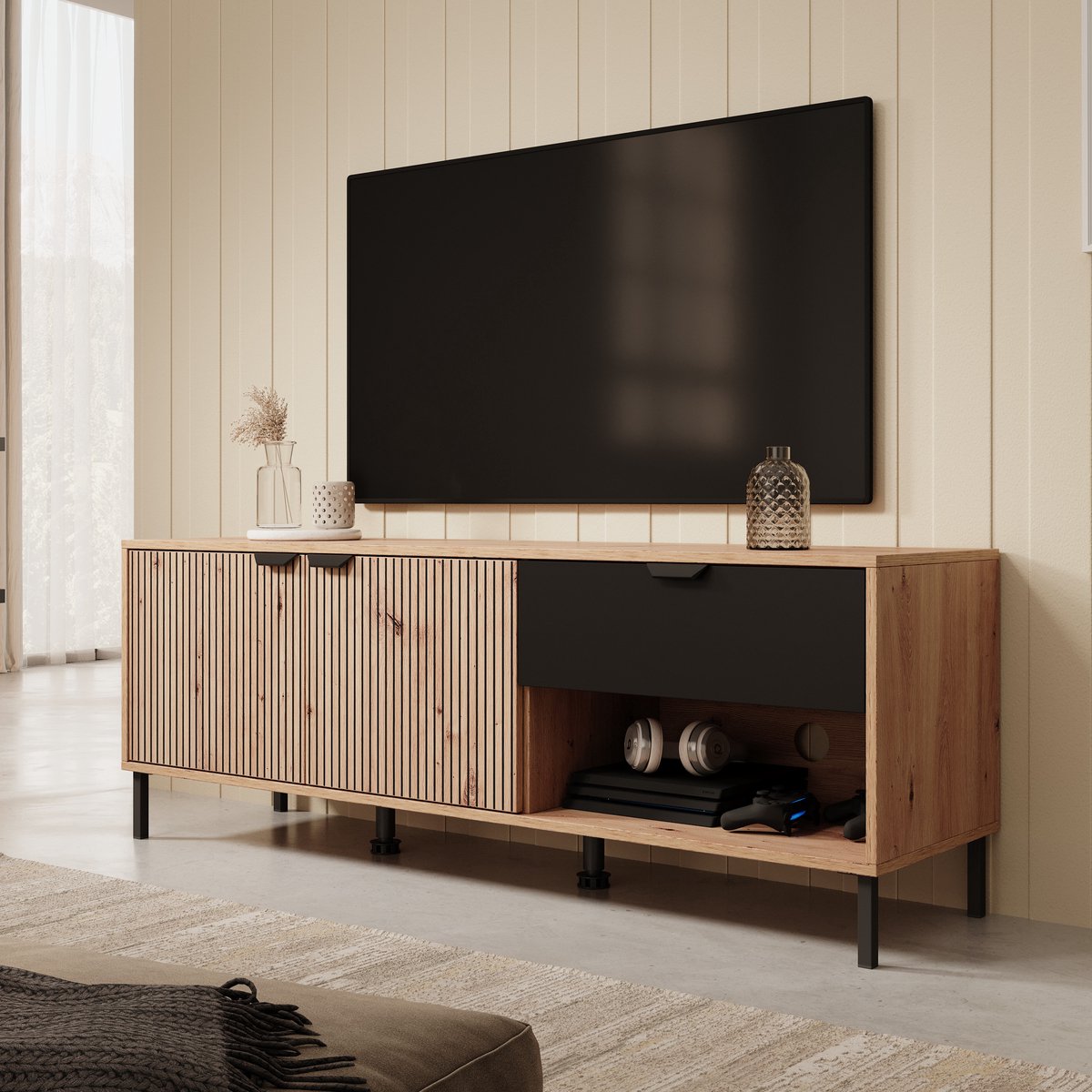 Meubella - TV-Meubel Malaika - Eiken - 150 cm