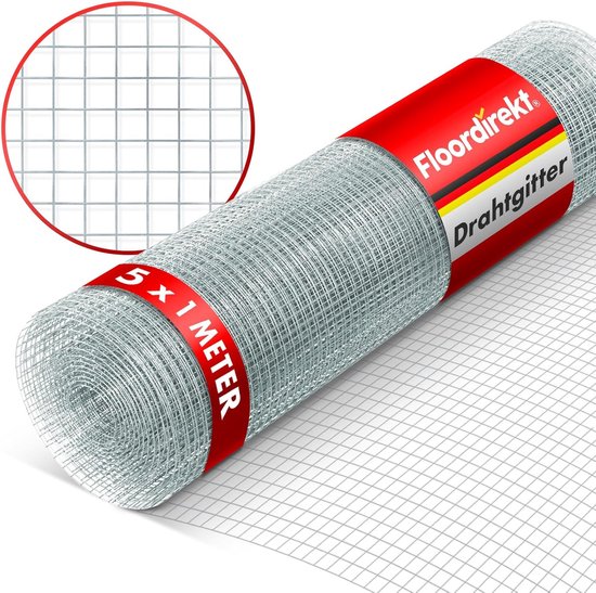 Volièredraad Gaasdraad, van gegalvaniseerd staal, draaddikte 1,05 mm, maaswijdte 19x19