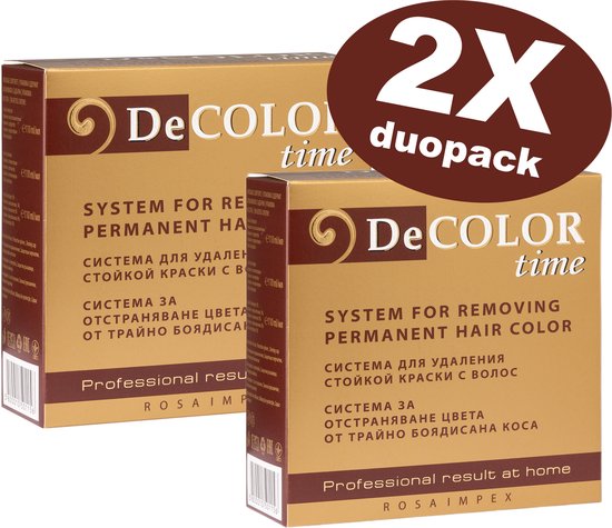 DeCOLOR time Totaalsysteem voor Verwijdering Permanente Haarverf - Ammoniakvrij Systeem zonder Haarbeschadiging - Permanente Haarkleur Verwijderaar - Professioneel Thuisgebruik - Voordeelverpakking 2 x 330ml
