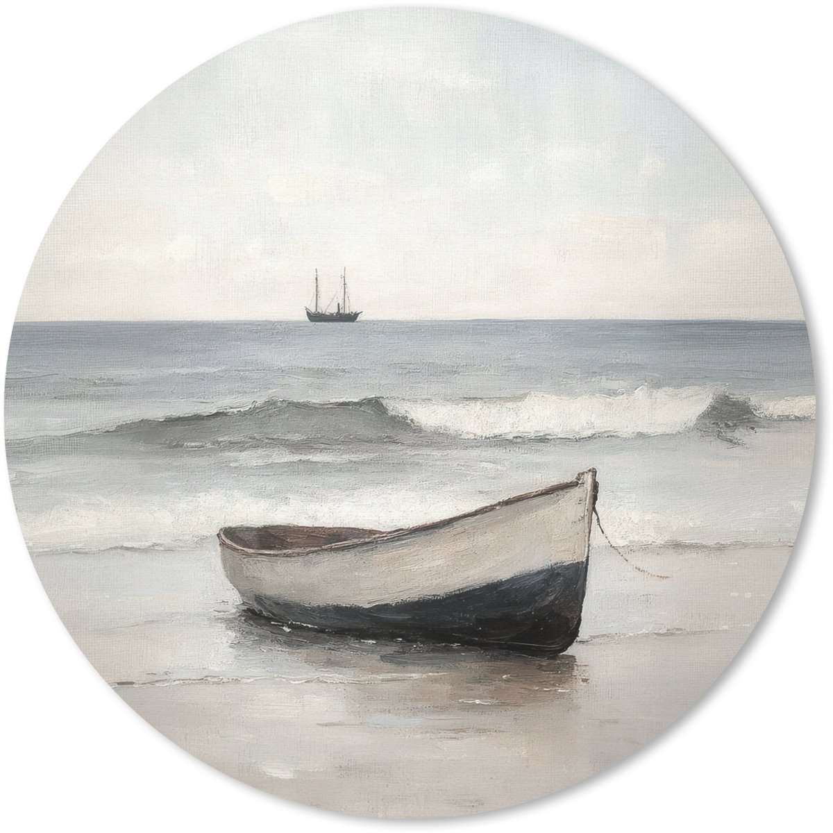 Muismat rond 30x30 cm - Mousepad Roeiboot - Zee - Horizon - Ronde muismatten