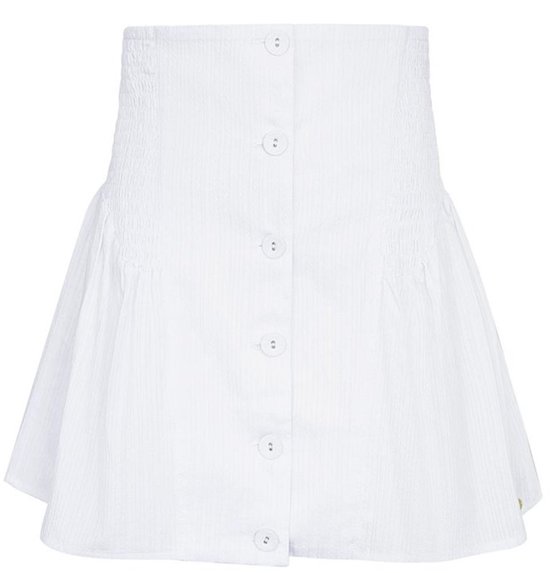 Witte Rok Met Smog Details & Knopen - Zomer Rokjes - Korte Rokken - 100% katoen - Maat S - Wit