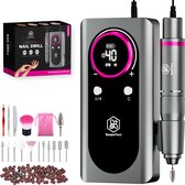 Beeperfect® Elektrische Nagelvijl Pocket Edition - Nagelfrees - Manicure en Pedicure set - Draadloos en Oplaadbaar - 11 bitjes 60 schuurrolletjes - 6 Extra Accessoires - 40.000RPM