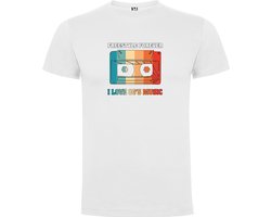 Wit T-Shirt met Kleurrijke print “ Freestyle Forever I love the 80's music – I hou van de 80's muziek “ Print Full Color Maat L