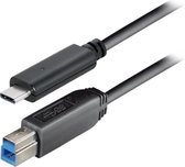 USB-C naar USB-B kabel - USB3.0 - tot 2A / zwart - 1 meter