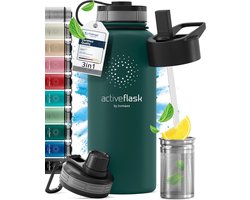 bemaxx Drinkfles met Rietje RVS Thermosfles ACTIVE FLASK (3 