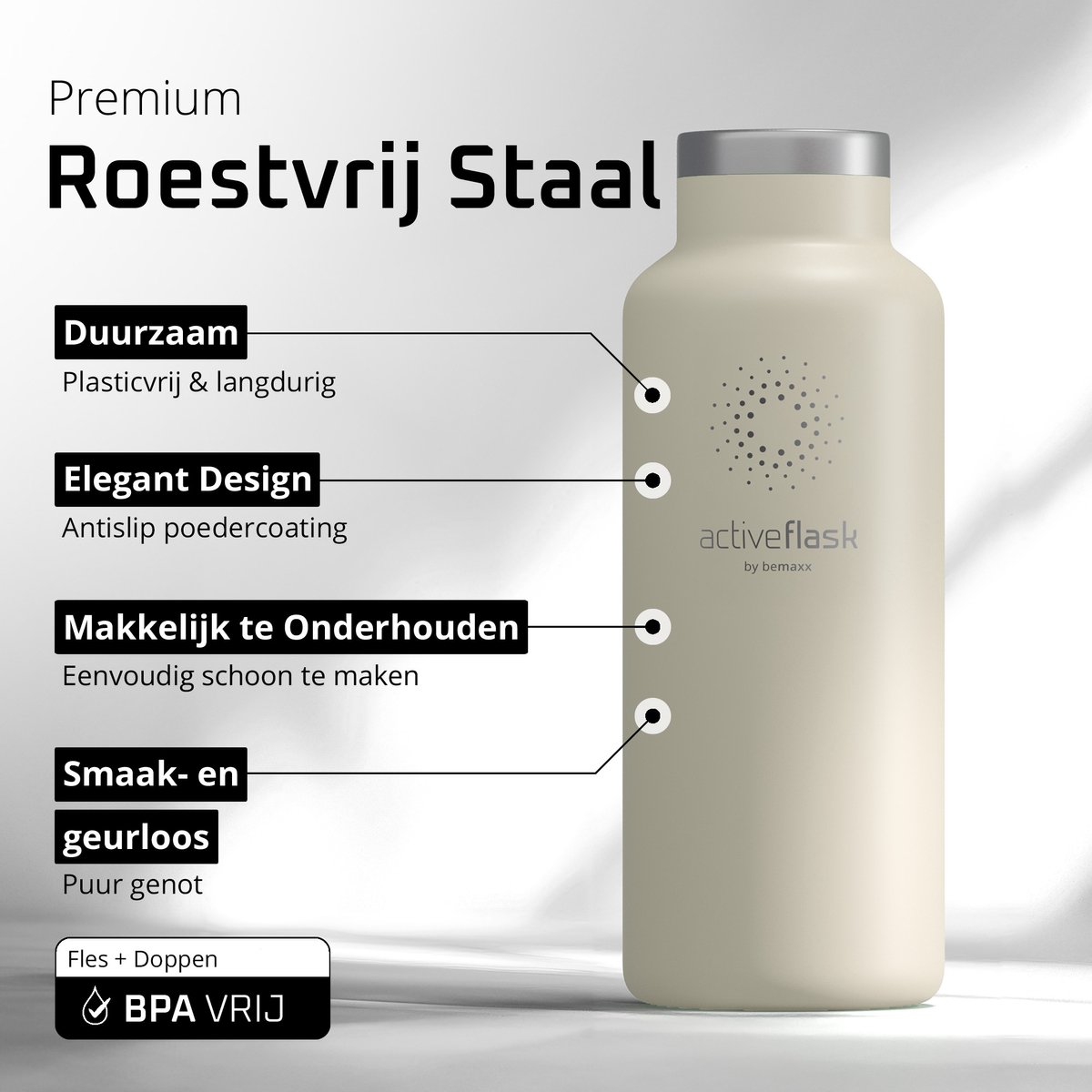 bemaxx Drinkfles met Rietje RVS Thermosfles ACTIVE FLASK (3 Drinkdoppen met Infuser), Volwassenen Kinderen, BPA-Vrij + Lekvrij | 1 Liter/500 ml Isoleerfles, Vacuüm Waterfles Sport Fitness Fietsen Water Fles Waterbidon Sportbidon thumbnail 4