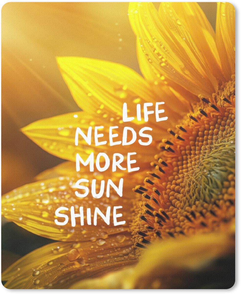 Muismat 19x23 cm - Mousepad Zonnebloem - Close up - Geel - Quote - Muismatten