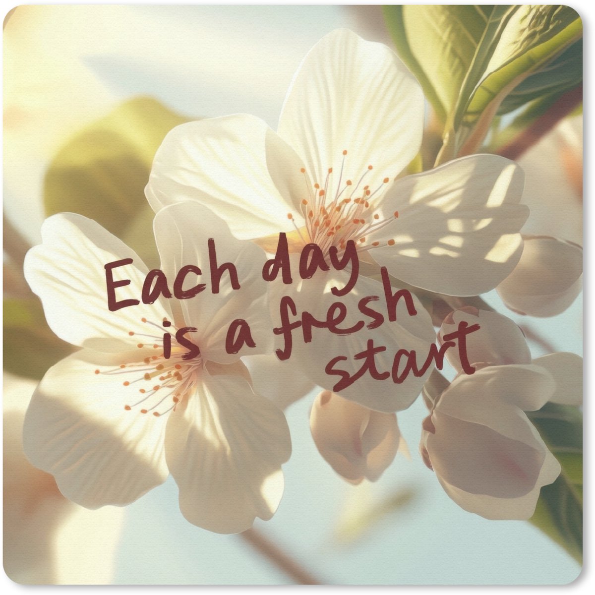 Muismat 30x30 cm - Mousepad Bloesems - Zonlicht - Quote - Wit - Muismatten