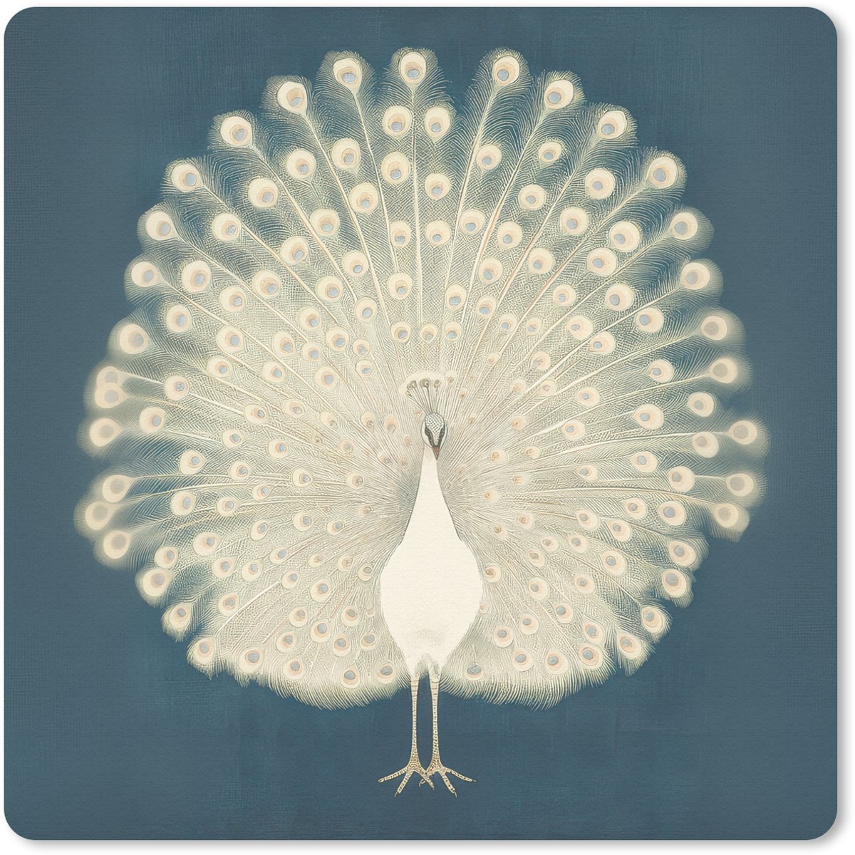 Muismat 30x30 cm - Mousepad Vogel - Blauw - Vintage - Muismatten