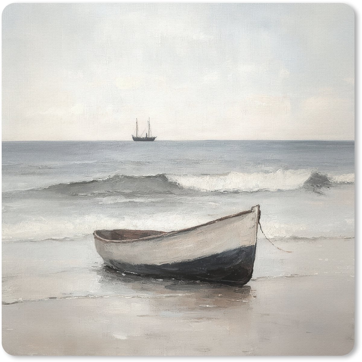 Muismat 20x20 cm - Mousepad Roeiboot - Zee - Horizon - Muismatten