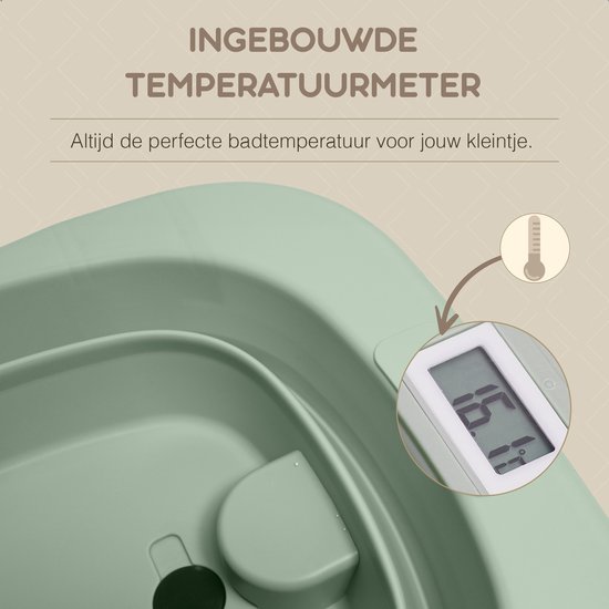 Bellettini® Opvouwbare Baby Bad inclusief kussen - Peuterbad - Groen van Bellettini — afbeelding 4