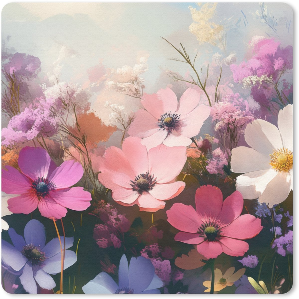Muismat 20x20 cm - Mousepad Bloemen - Kleurrijk - Bloei - Muismatten