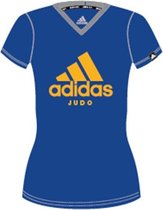 Adidas judo T-shirt voor dames | lichtblauw-oranje | maat L
