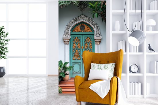 Behang - Fotobehang Deur - Patronen - Planten - Breedte 120 cm x hoogte 240 cm