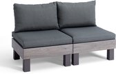 Keter Signature Elements 2-zits Loungebank - met groene kussens - Cappuccino/Ashwood