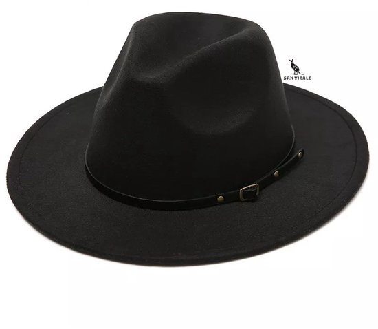 SanVitale® - Chapeau Fedora - Élégant - Coupe ajustable - 56-60cm - Polyester - Zwart