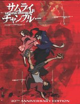 20ste verjaardageditie van Samurai Champloo, met anime-personages in actie op een rode achtergrond.