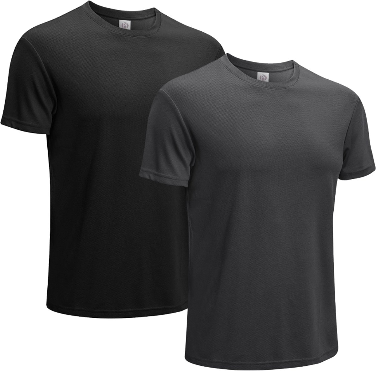 MEETYOO 2 Artikelen Mannen Sportshirt - Sportkleding voor Heren - Hardloop Shirt Hardloopshirt Korte Mouwen Short Sleeve Tee Heren Sportshirt-Zwart En Grijs-M
