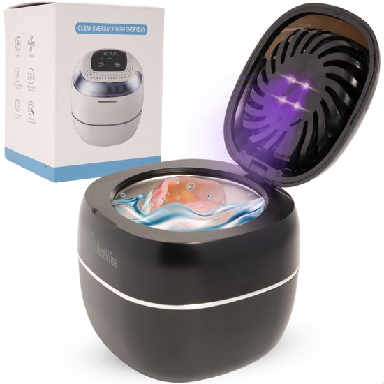 Ultrasone reiniger voor tandprothesen, compacte ultrasone reiniger voor onzichtbare beugels, kunstgebitten, retiners, brillen, horloges (wit
