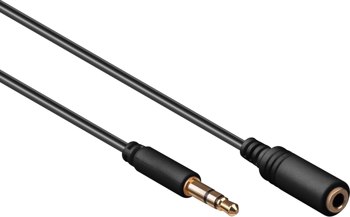 3,5mm Jack stereo audio slim verlengkabel / zwart - 0,50 meter