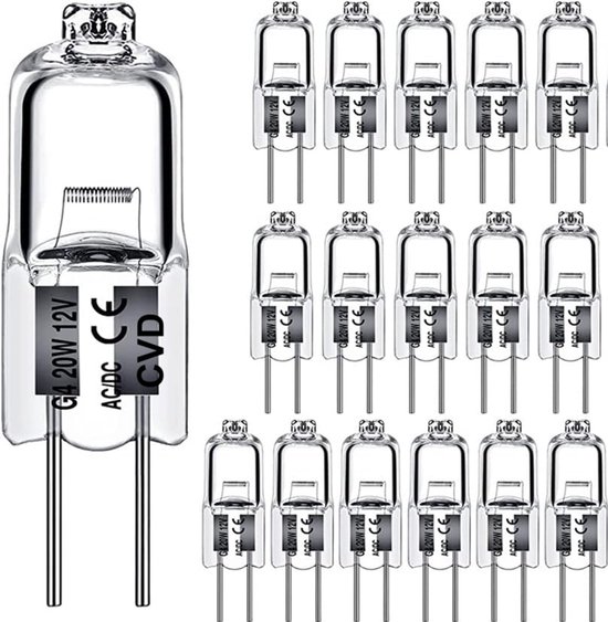 CVD® 8-STUKS - G4 HALOGEEN LICHTBRON - 20 WATT - 12V - WARM WIT - DIMBAAR