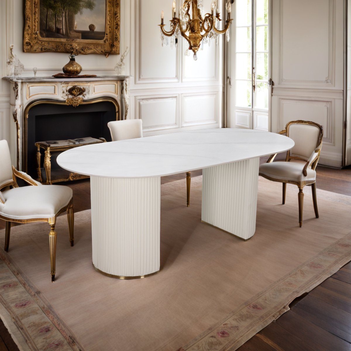 Eettafel 180 x 90 cm – Luxe Wit Marmerlook Tafelblad ... - Bol