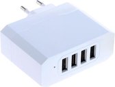 USB thuislader met 4 poorten - Smart IC - 4,8A / wit