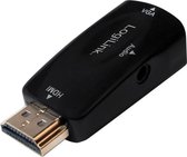 Dolphix HDMI naar VGA + 3,5mm Jack adapter met HDCP - compact / zwart