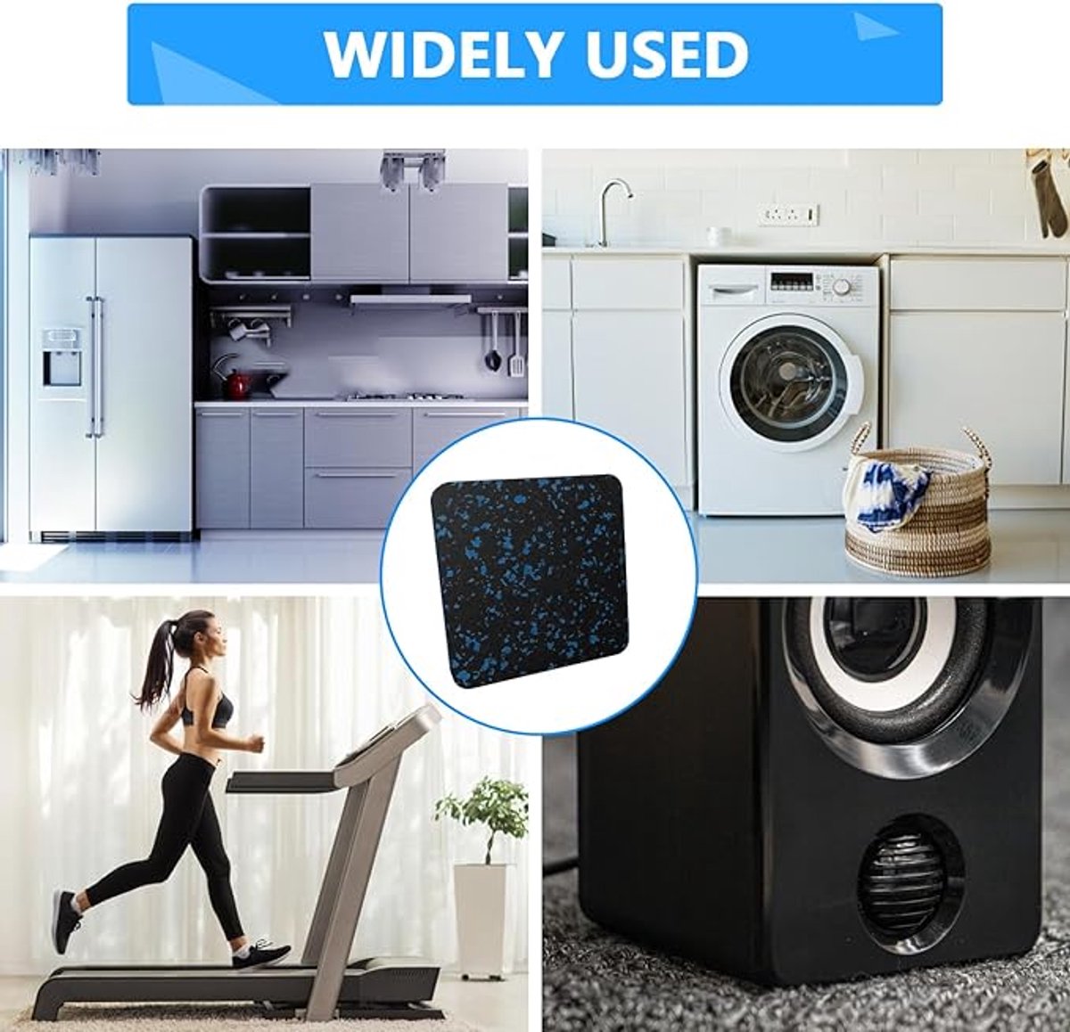 CODIRATO Anti-vibratiepads, rubberen loopband, schokdempende pads, universele wasmachine, antislipmat, trillingsdemper, onderlegger, verdikt, anti-vibratiemat voor loopband, spinning-bike