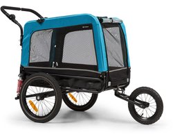 TOPMAST FOCUS 2-in-1 Hondenfietskar - Hondenbuggy - 240 Liter - 600D Oxford Blauw - Fietsaanhanger voor honden - Fietskar voor honden - Laatste stuks !