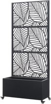 Tuinscherm Surnskoki met plantenbak 190x82x38 cm zwart casa.pro