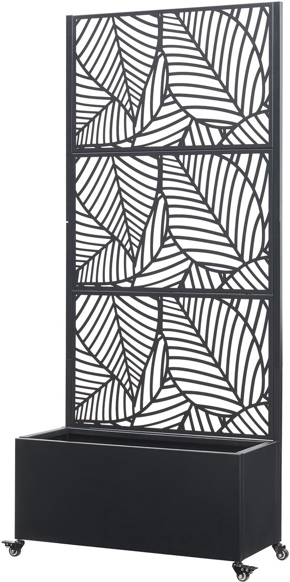 Tuinscherm Surnskoki met plantenbak 190x82x38 cm zwart casa.pro