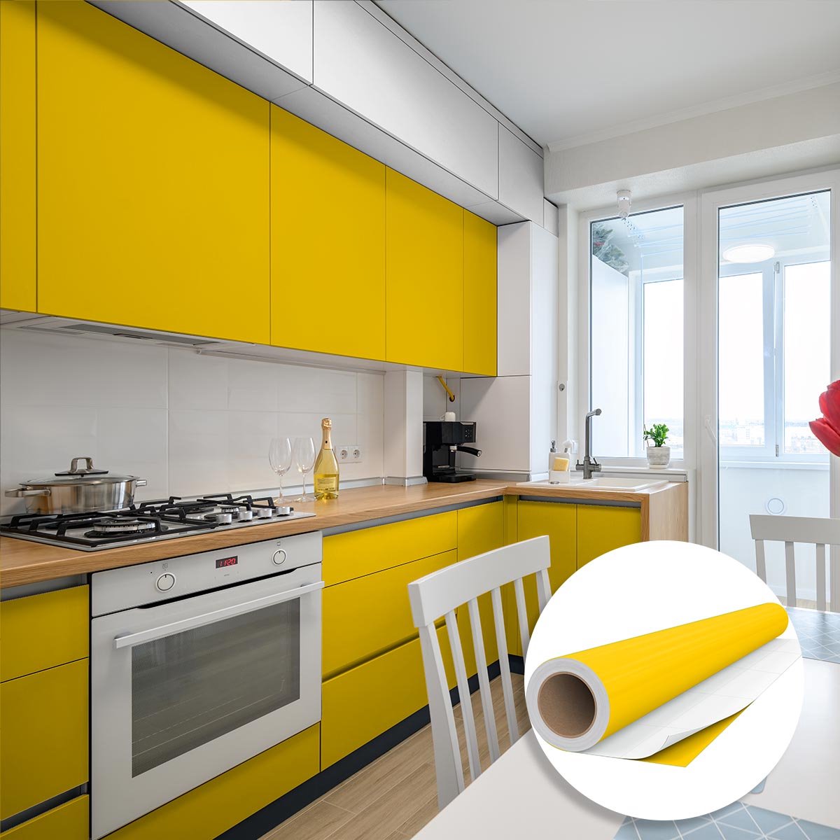 Waterdichte zelfklevende vinylsticker op rol per meter - Afwasbare sticker voor keuken, me