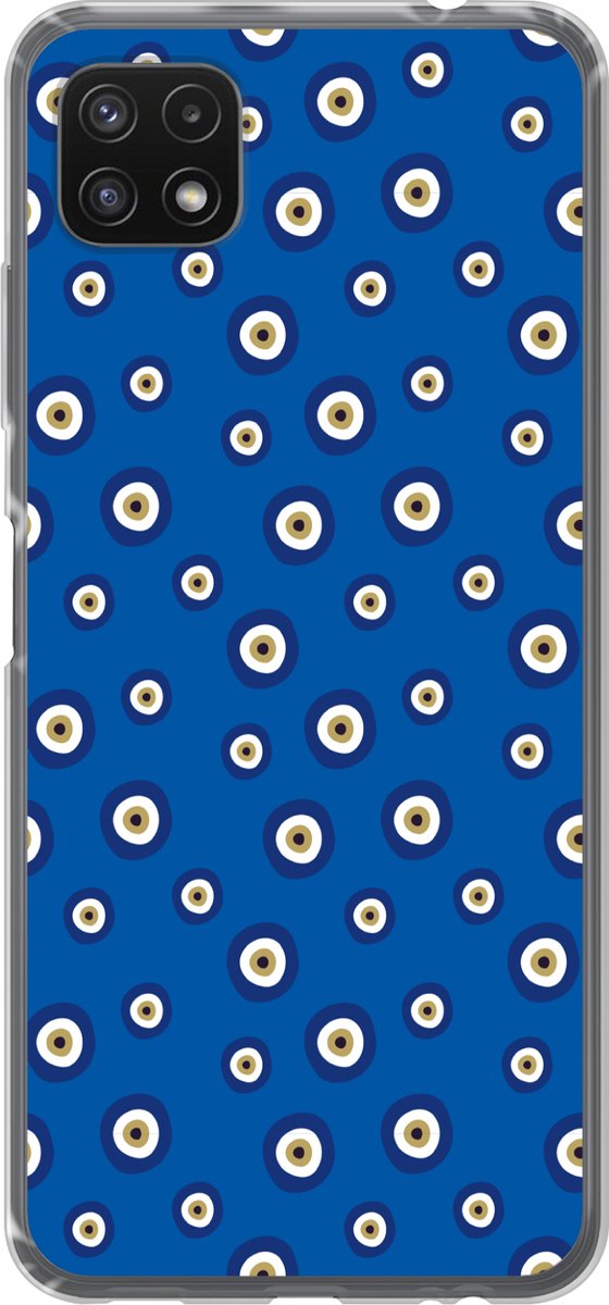 Telefoonhoesje Geschikt voor Samsung Galaxy A22 5G hoesje - Griekse Boze Oog - Patroon - Blauw - Siliconen Telefoonhoesje Telefoonhoesje