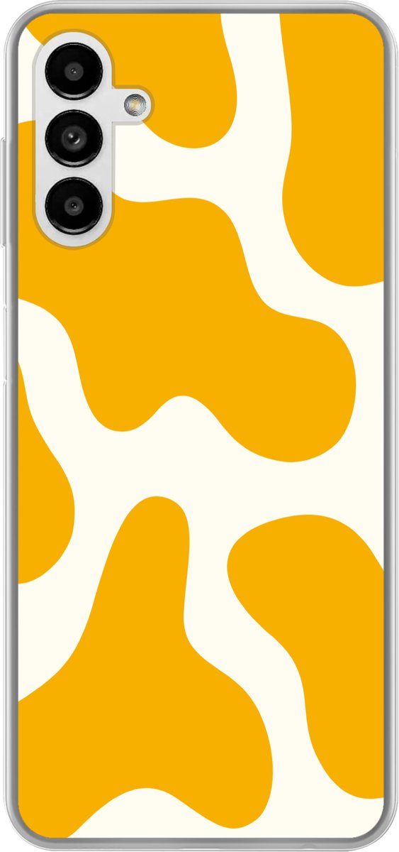 Telefoonhoesje Geschikt voor Samsung Galaxy A13 5G hoesje - Vlekken patroon - Wit - Geel - Minimalistisch - Siliconen Telefoonhoesje Telefoonhoesje