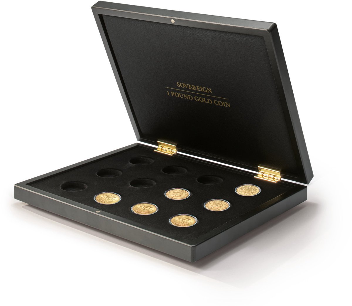 VOLTERRA - Muntkoffer - Uno - Presentatiekoffer voor 12 gouden munten ‘Sovereign’ in capsules