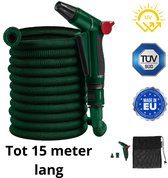 Bol.com Tuinslang flexibel van 5 tot 15 meter met ergonomische reguleersproeier UV protection TUV certificaat compleet! aanbieding