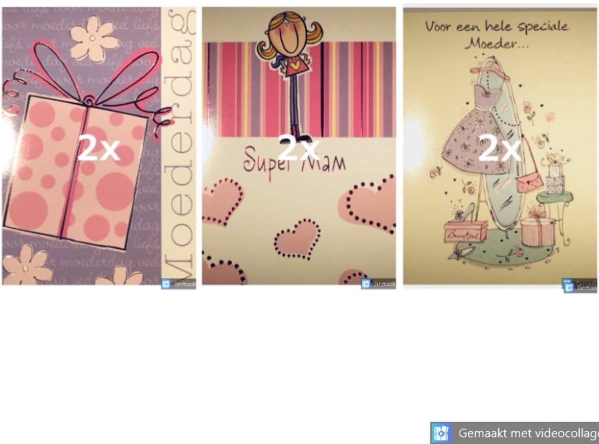 6 Luxe Moederdag Wenskaarten - Moeder Mama Wens Kaart - 3 Motieven - Touche Cards - Met Envelop - 16.5x11.5cm - Muttertag Fete des Meres Mother's Day