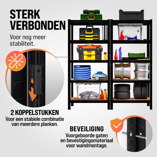 MONZANA 2x Armoire Etagère Sans Vis - 180x90x40cm Total 1750kg - Zwart