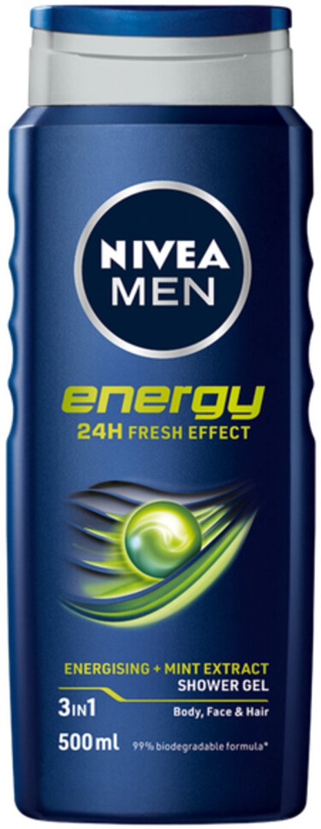 NIVEA Men Douchegel Energy - 3 x 500 ml - Voordeelverpakking