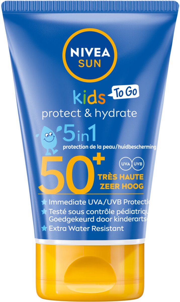NIVEA Sun Protect & Hydrate Zonnecrème Kids Travelsize SPF 50+ - 3 x 50 ml - Voordeelverpakking