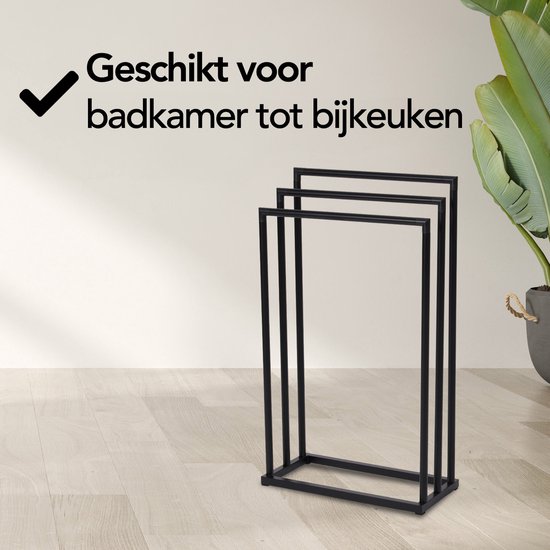 Brixy Handdoekrek - Staand, 3 armen - Voor badkamer - Mat Zwart | bol