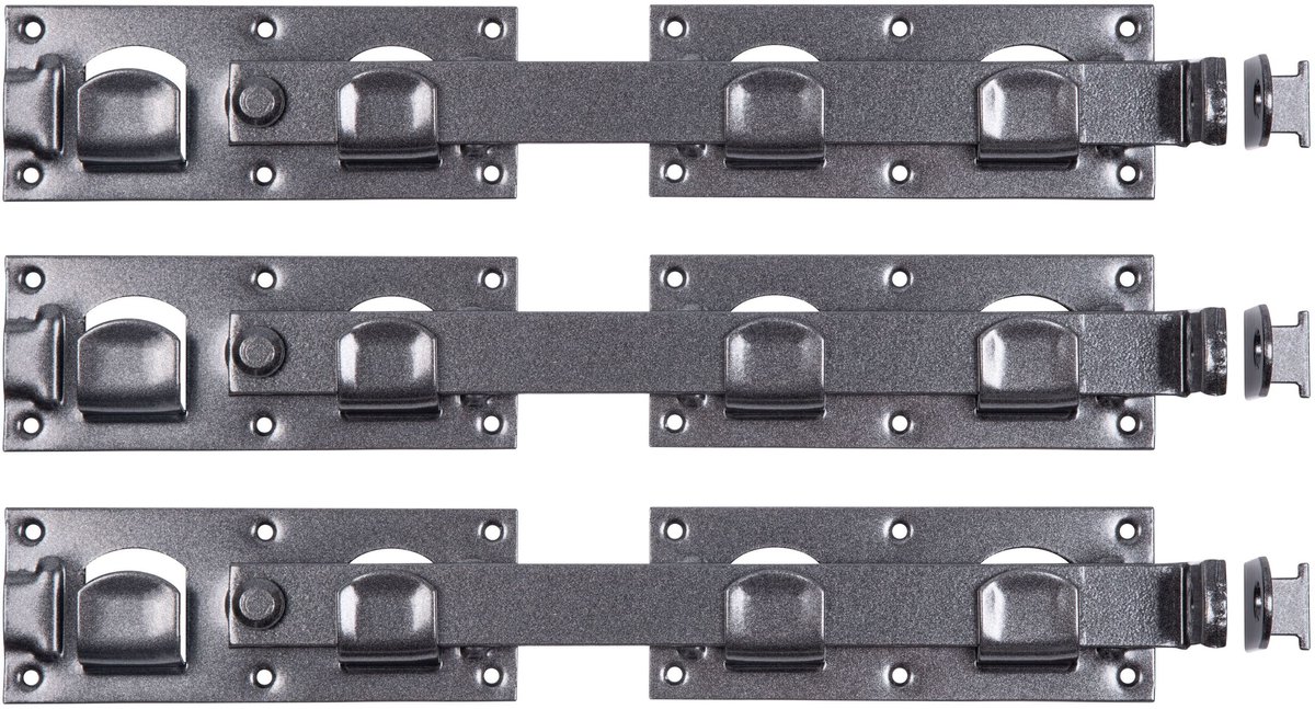 Alberts 822583 DURAVIS® dubbele poortgrendel, zwart diamant duplex gecoat, afmetingen 423 x 70 mm, set van 3